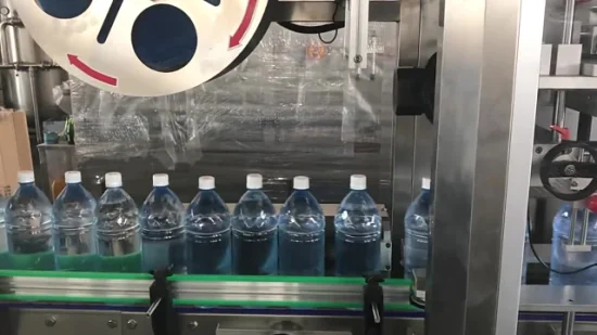 Máquina etiquetadora de manga termorretráctil con película de PVC, botella de bebida, agua, jugo cuadrado redondo completamente automática, precio de fábrica